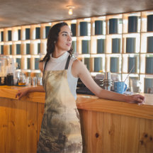 Vintage botanical scene of giraffes by the river