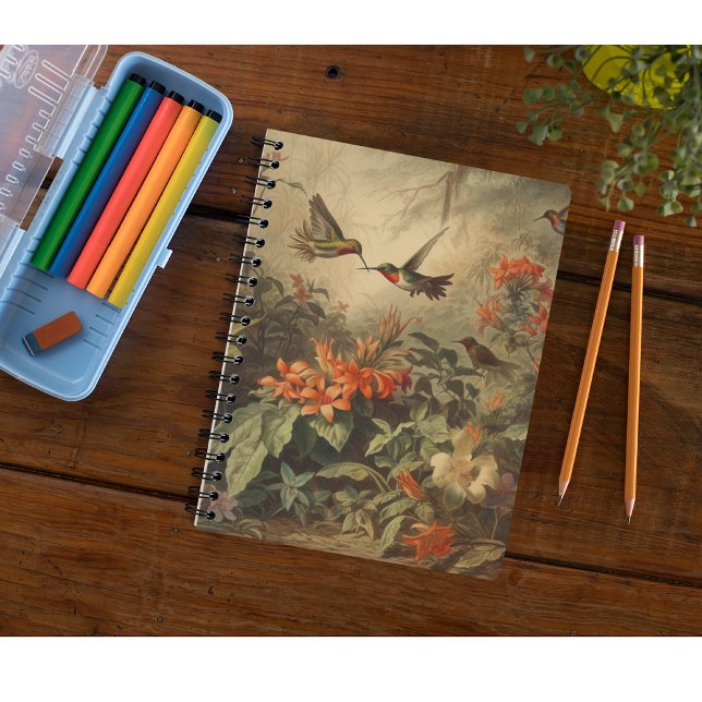 Vintage botanical scene of hummingbirdsand flowers notebook (Creator Uploaded)