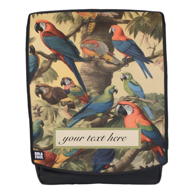 Vintage botanical scene parrots customizable  backpack (Front)