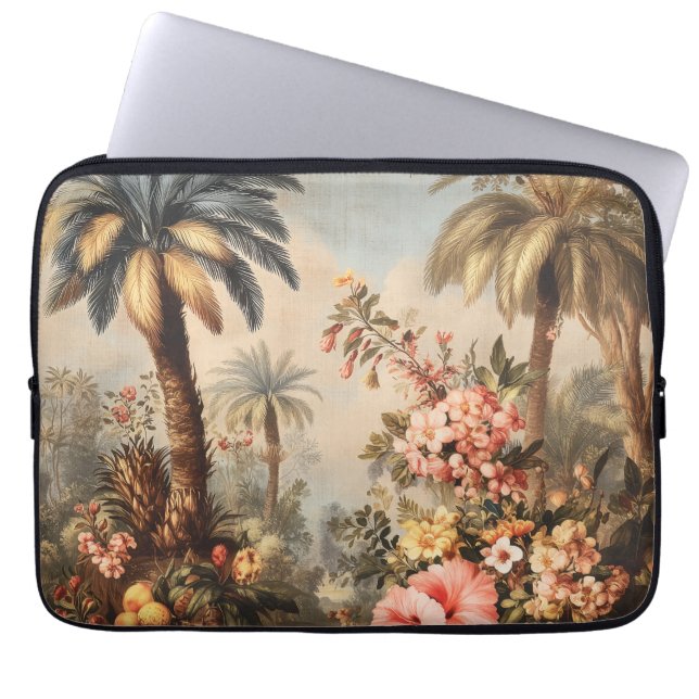 Vintage Botanical Scene with Palms Laptop Sleeve (Front)