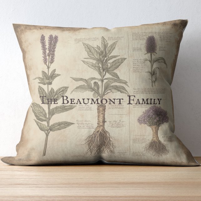 Vintage botanical scientific chart herbs lavender throw pillow (Creator Uploaded)