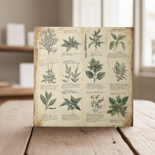 Vintage botanical scientific chart herbs tile (Creator Uploaded)