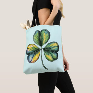 Vintage Botanical Shamrock Engraved Art Tote Bag