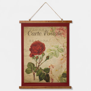 Vintage Botanical Tapestry - Rose Red Background