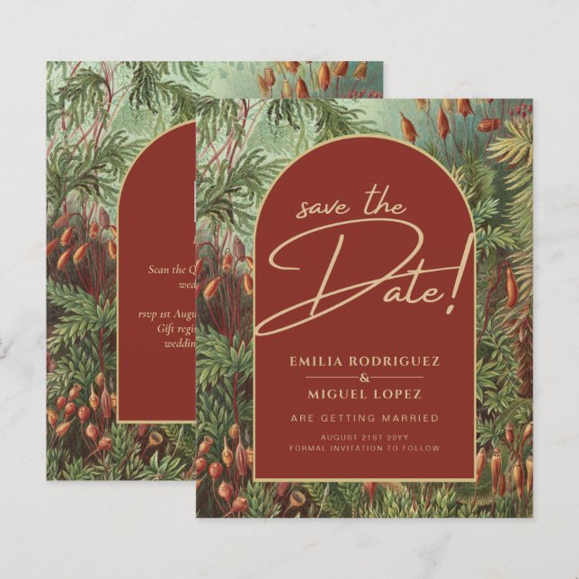 Vintage Botanical Terracotta Florals Arch WEDDING (Front/Back)