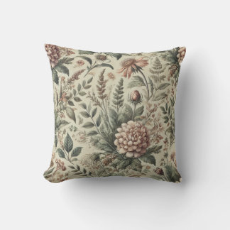 Vintage Botanical Throw Pillow