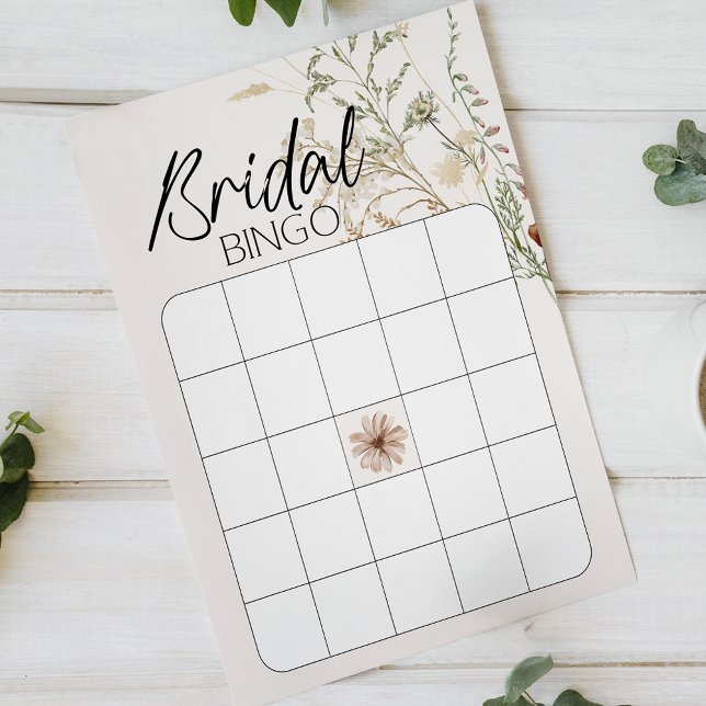 Vintage Botanical Tiny Floral Bridal Shower Bingo (Creator Uploaded)