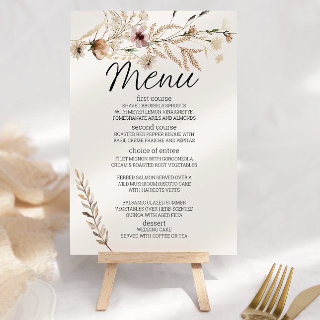 Vintage Botanical Tiny Floral Romantic Wedding Menu (Creator Uploaded)