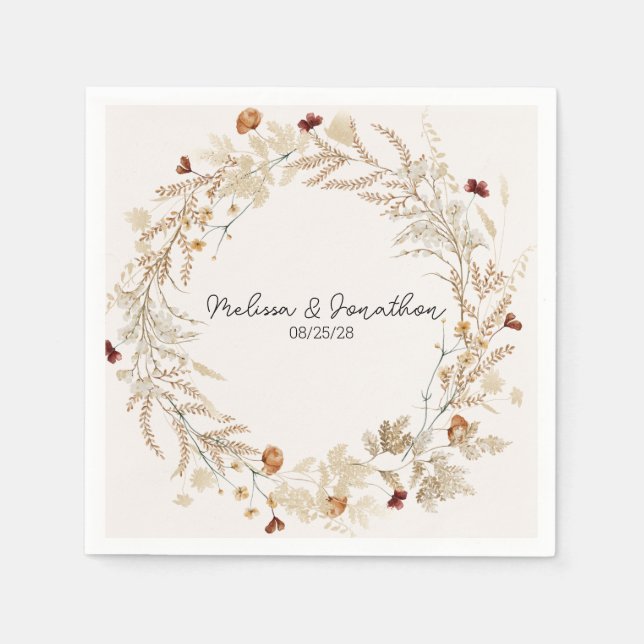 Vintage Botanical Tiny Floral Romantic Wedding Napkin (Front)