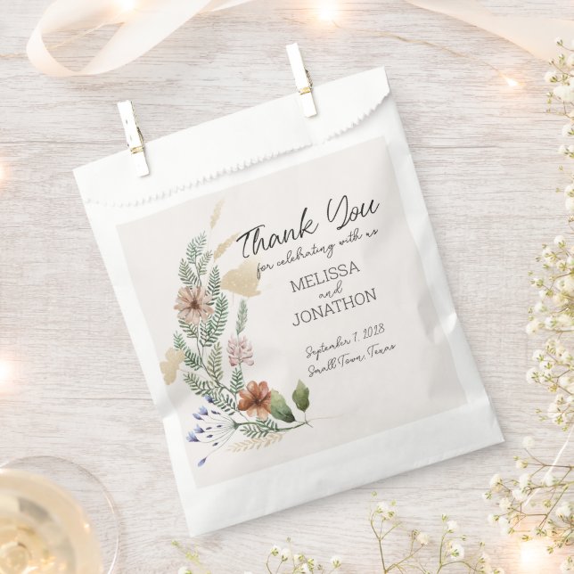 Vintage Botanical Tiny Floral Wedding Favour Bag (Clipped)