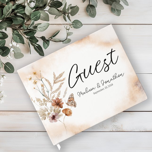 Vintage Botanical Tiny Floral Wedding Guest Book (Creator Uploaded)