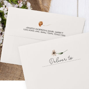 Vintage Botanical Tiny Floral Wedding Invitation Envelope