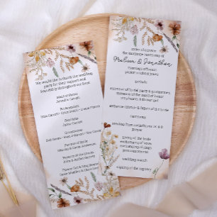 Vintage Botanical Tiny Floral Wedding Program