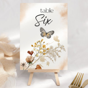 Vintage Botanical Tiny Floral Wedding Table Number