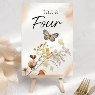 Vintage Botanical Tiny Floral Wedding Table Number