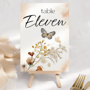 Vintage Botanical Tiny Floral Wedding Table Number