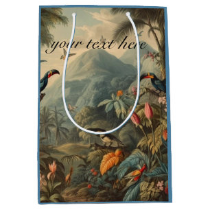 Vintage botanical toucans and flowers customizable medium gift bag