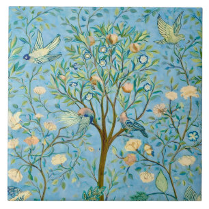 Vintage Botanical Tree of Life with Birds  Tile