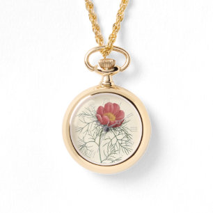 Vintage Botanical Watercolors Peony W Watch