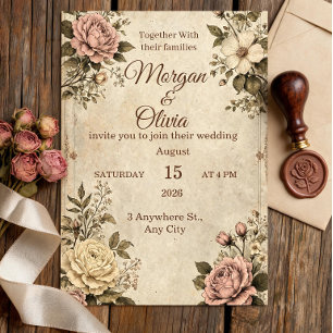 Vintage Botanical Wedding Invitation Antique Sep