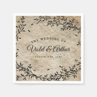 Vintage Botanical Wedding Napkin