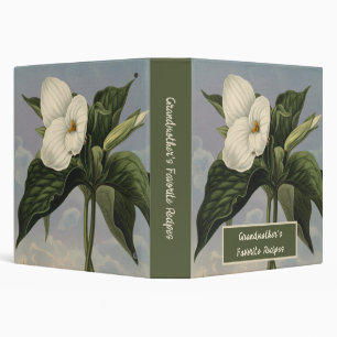 Vintage Botanical White Trillium Monogram Initial Binder