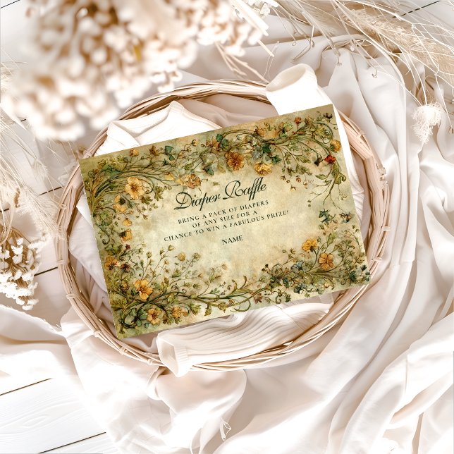 Vintage Botanical Wildflower Diapper Raffle  Enclosure Card (Creator Uploaded)