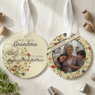 Vintage Botanical Wildflower Family Photo Memory Ornament