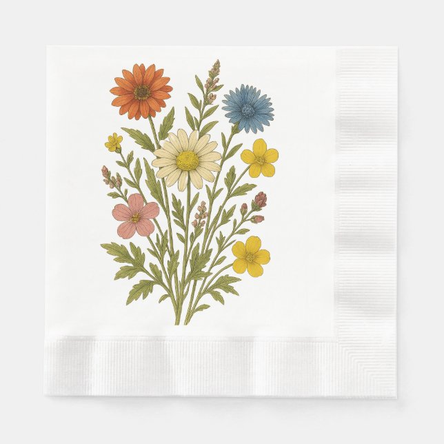Vintage Botanical Wildflower napkins (Front)