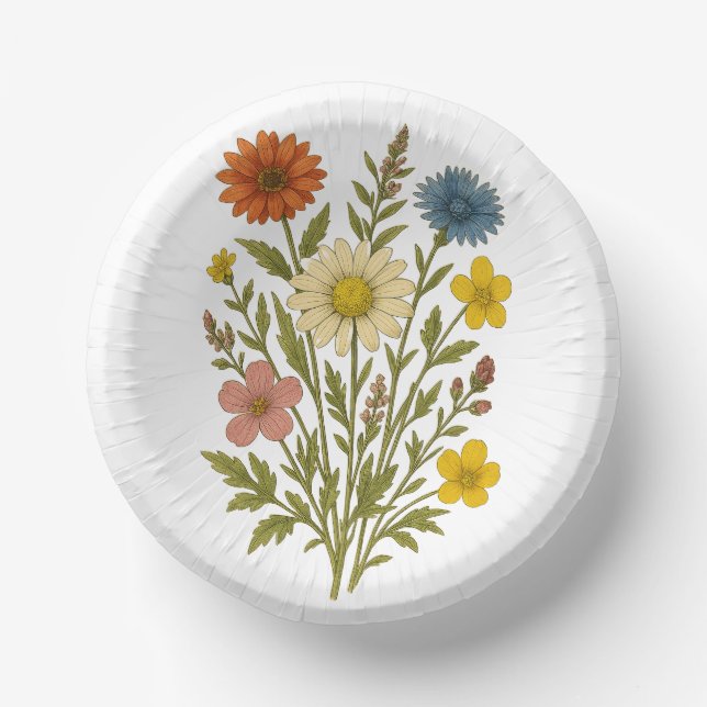 Vintage Botanical Wildflower Paper Plate/ Paper Plate (Front)