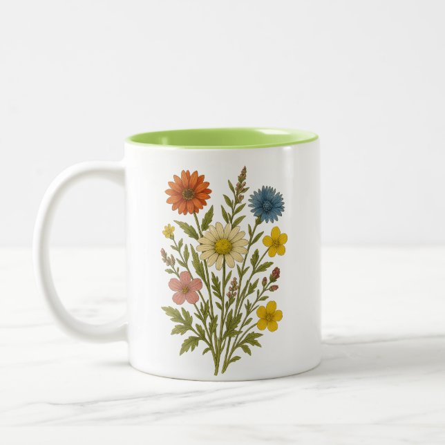Vintage Botanical Wildflowers mug (Left)