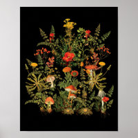 Vintage Botanical Wildflowers Mushrooms Fall