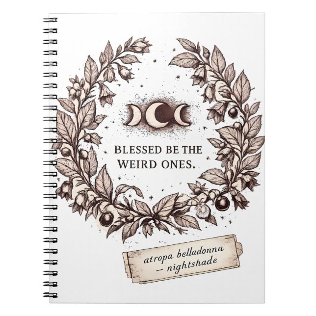 Vintage Botanical Witchy Nightshade Wreath Notebook (Front)