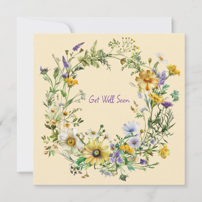 Vintage Botanical Wreath Art Note Cards (Front)
