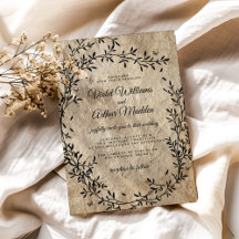 Vintage Botanical Wreath Wedding Invitation