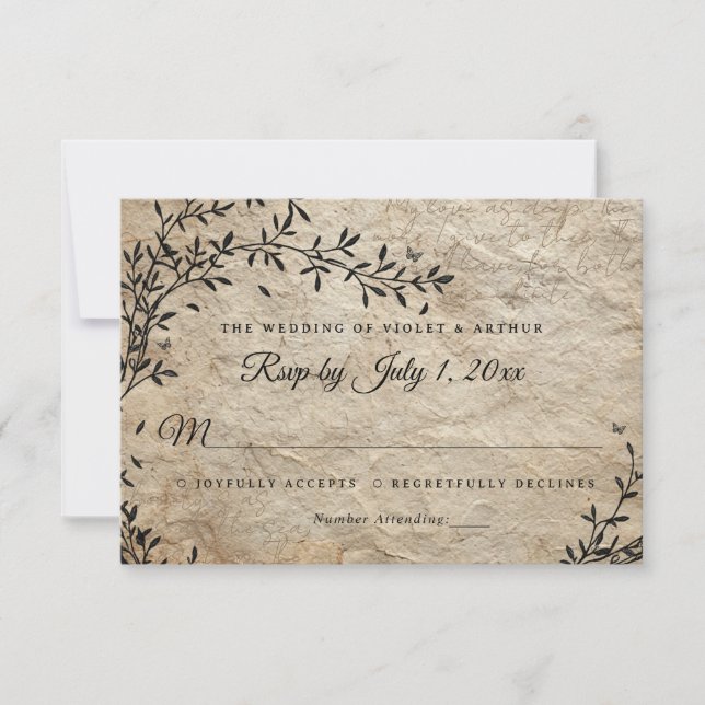 Vintage Botanical Wreath Wedding Invitation RSVP (Front)