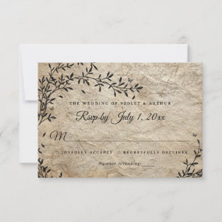 Vintage Botanical Wreath Wedding Invitation RSVP