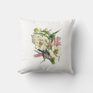 Vintage Botanicals Illustrations Throw Pillow