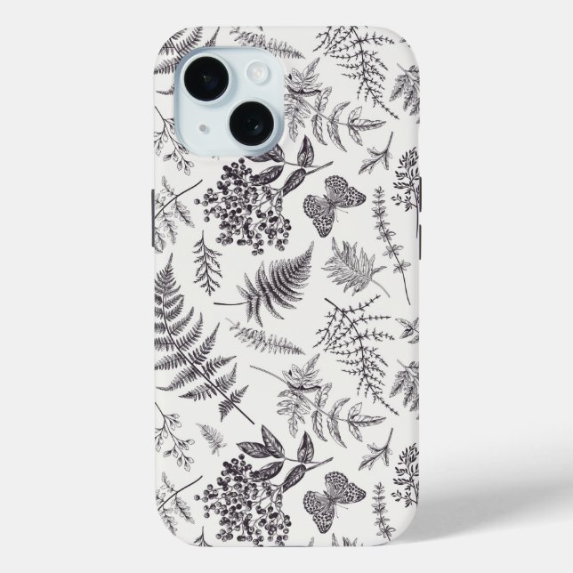 Vintage Botany & Butterfly Pattern Case-Mate iPhone Case (Back)