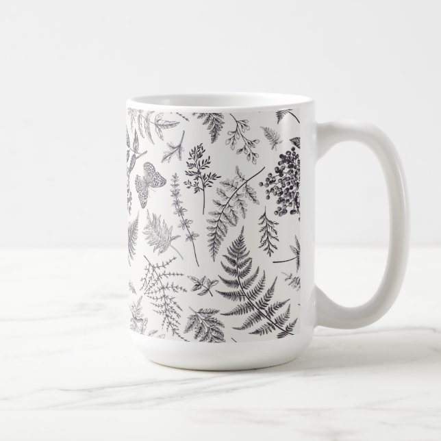 Vintage Botany & Butterfly Pattern Coffee Mug (Right)