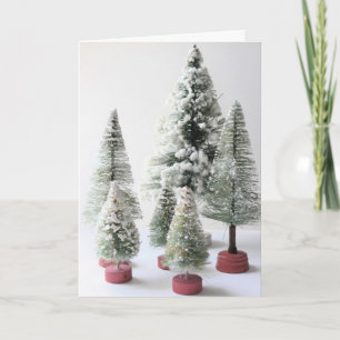 Vintage Bottle Brush Trees Holiday Card