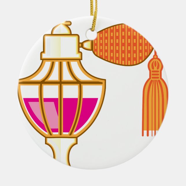 Vintage bottle of perfume ceramic ornament (Front)