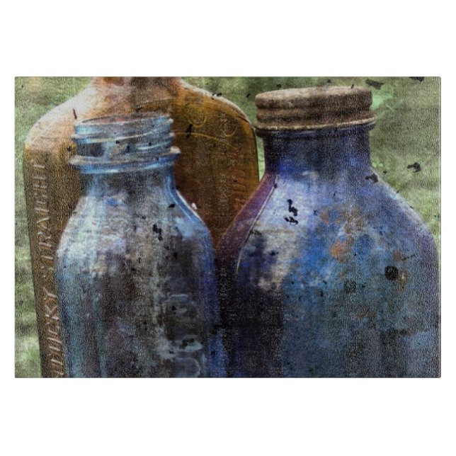 Vintage Bottles Cutting Board (Front)