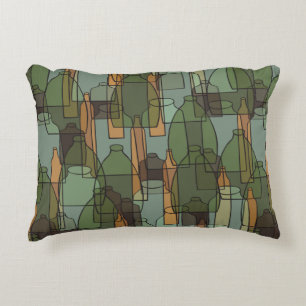 Vintage bottles,jars and glasses pattern accent pillow