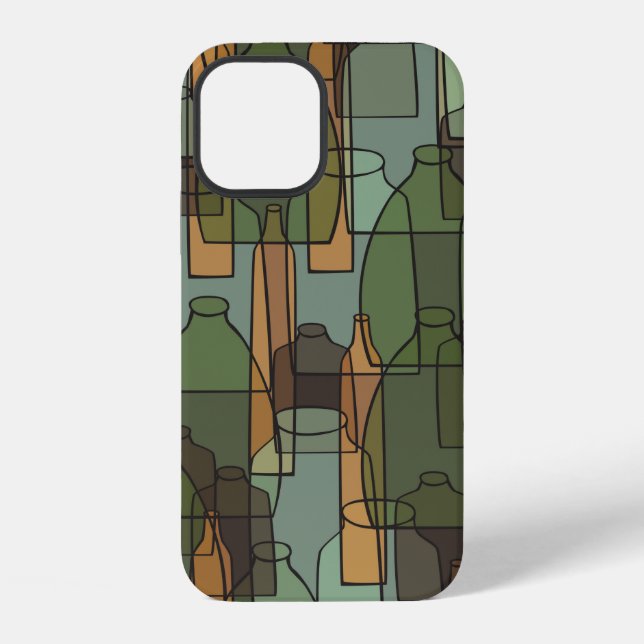 Vintage bottles,jars and glasses pattern iPhone case (Back)