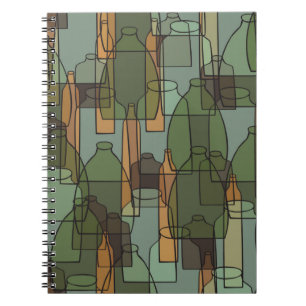 Vintage bottles,jars and glasses pattern notebook
