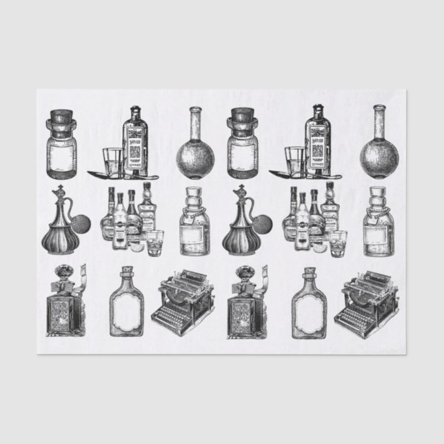 Vintage Bottles Tissue Paper (Front)