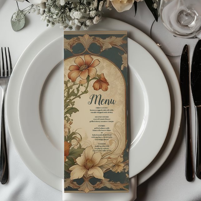 Vintage Bougainvillea  Art Nouveau Wedding Menu (Creator Uploaded)