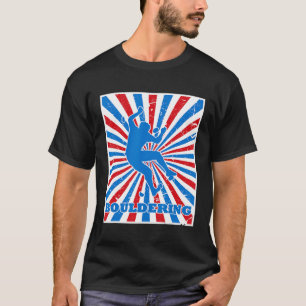 Vintage Bouldering Climber Red White Blue Stripes  T-Shirt
