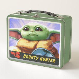 Vintage Bounty Hunter Grogu Illustration Metal Lunch Box